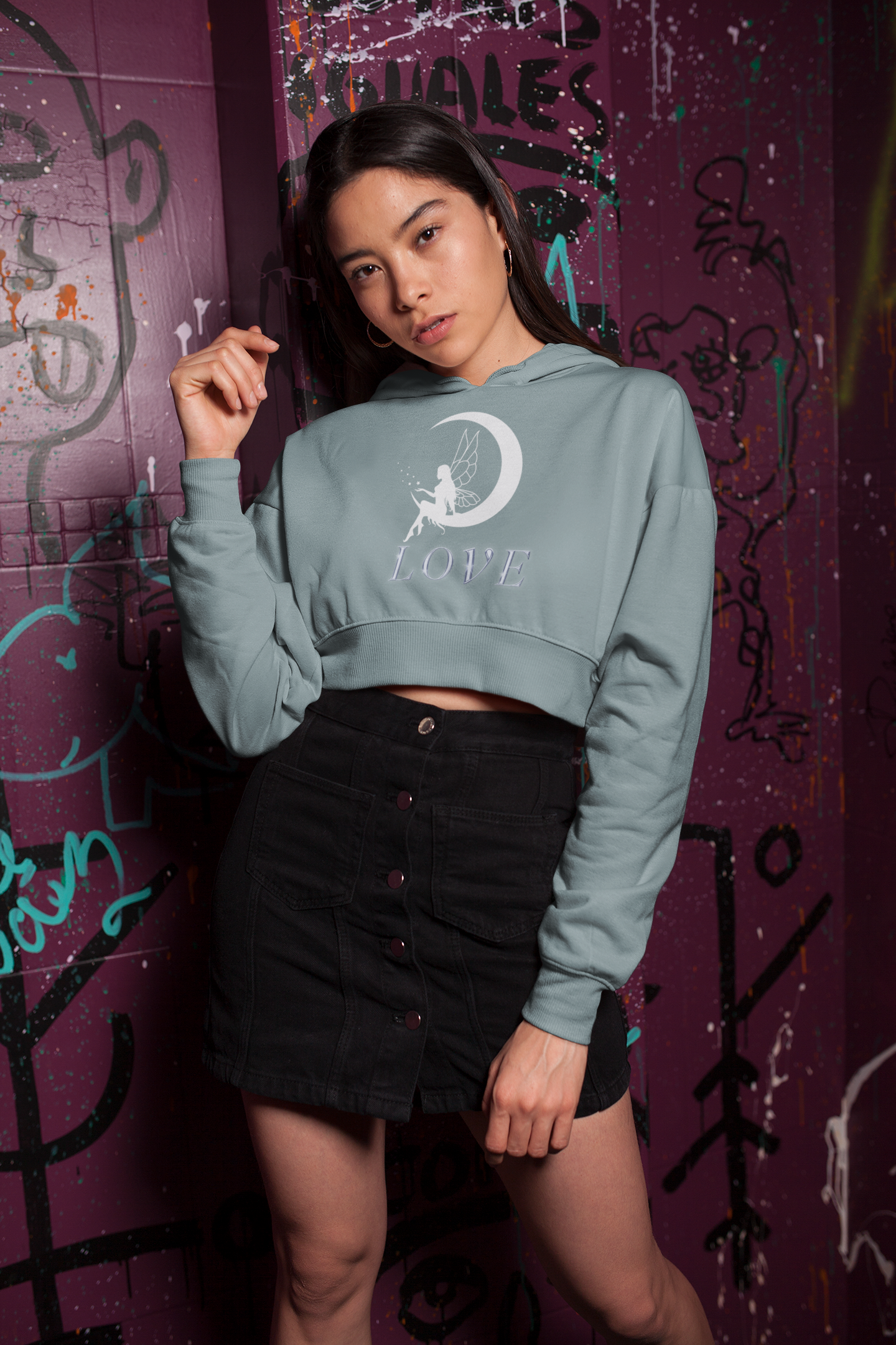 Cropped Hooded Sweatshirt ('Love in the Moonlight')