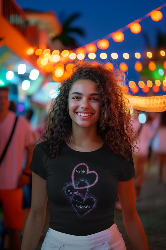 Classic short sleeved T-shirt ('faith....family and friends')