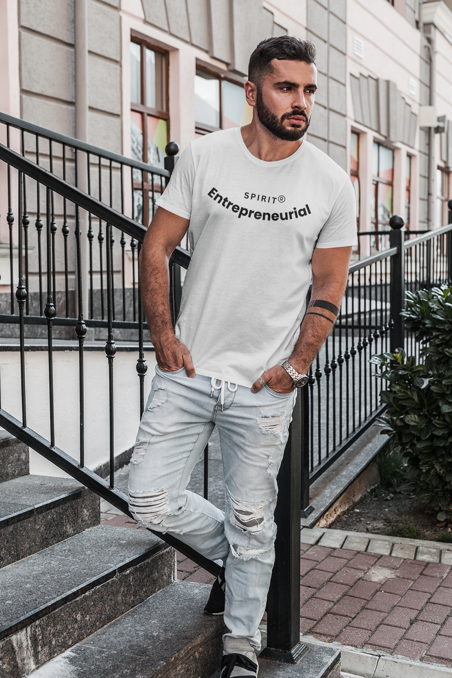 Classic short sleeve white T-shirt ('the entrepreneurial spirit')